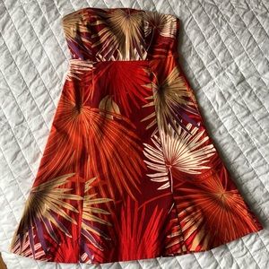 Gap A-Line Stretch Dress with Palm Leaf Design
